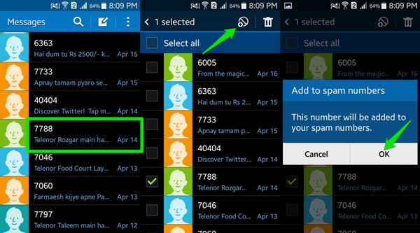 block text messages on Android