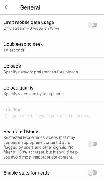 set youtube security mode